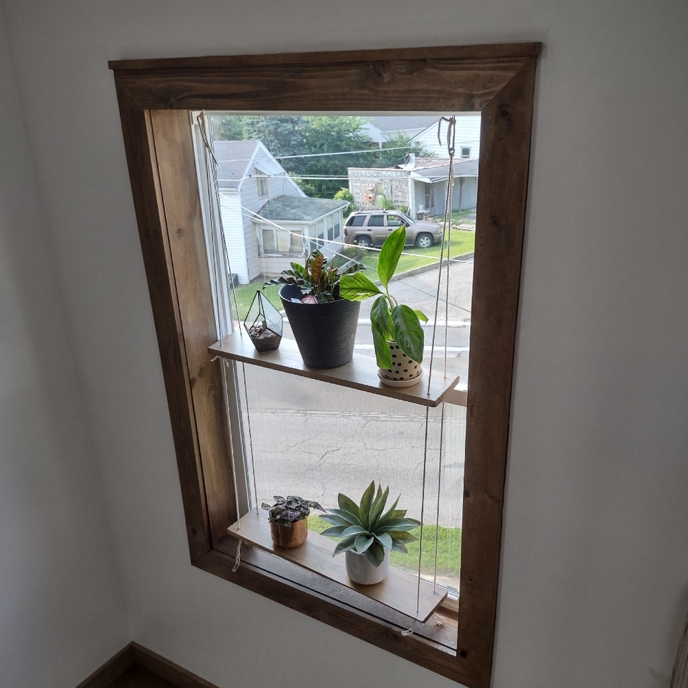 Hanging window shelf